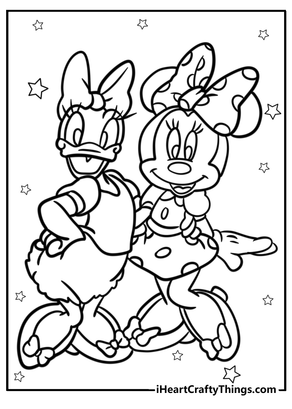 Daisy duck with minnie mouse detailed coloring sheet