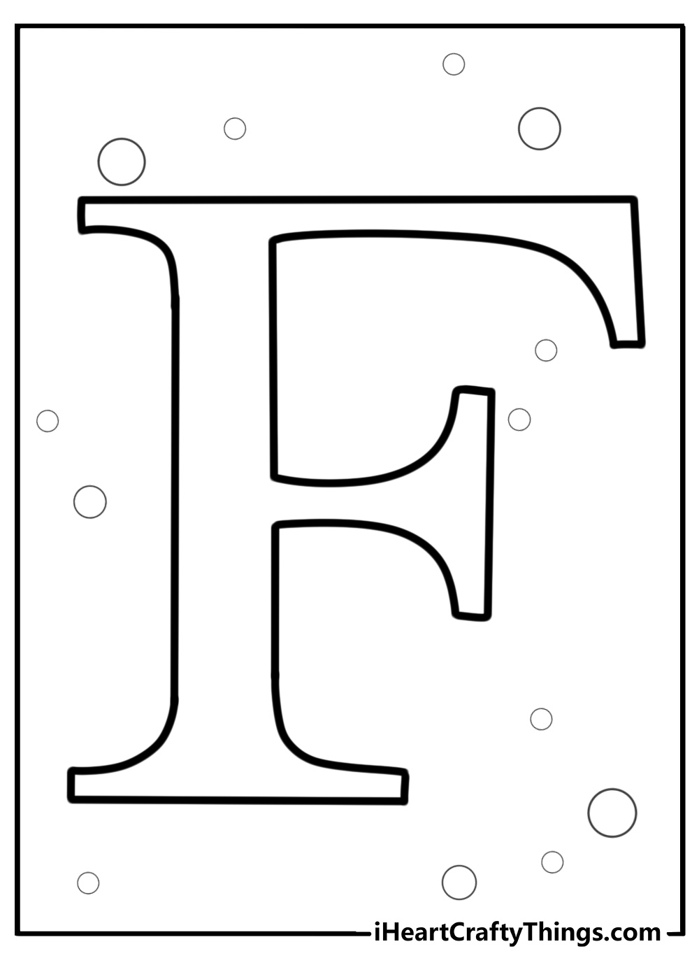 Decorative letter f coloring page for kids