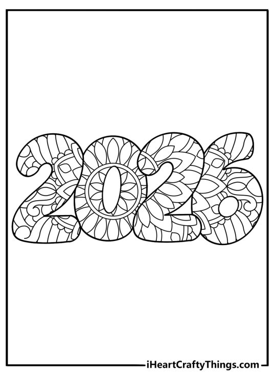 detailed 2026 mandala numbers adult coloring sheet with intricate patterns printable download