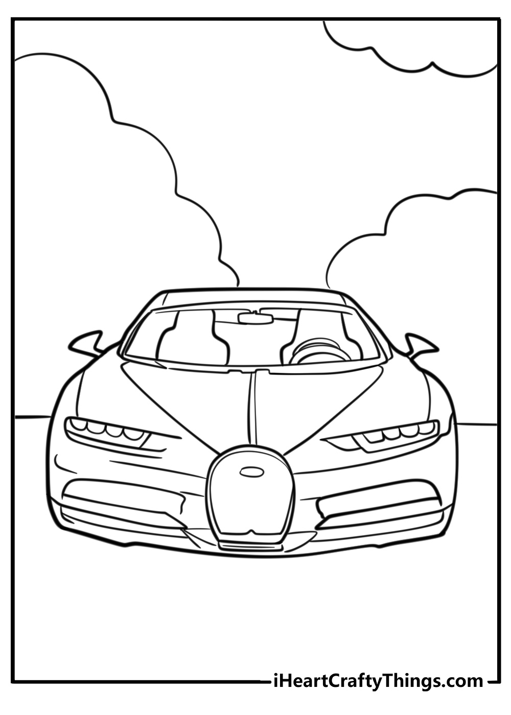 Detailed bugatti veyron with sleek design coloring sheet