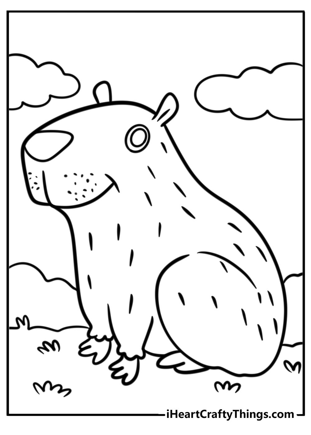 Detailed capybara with fur patterns coloring sheet