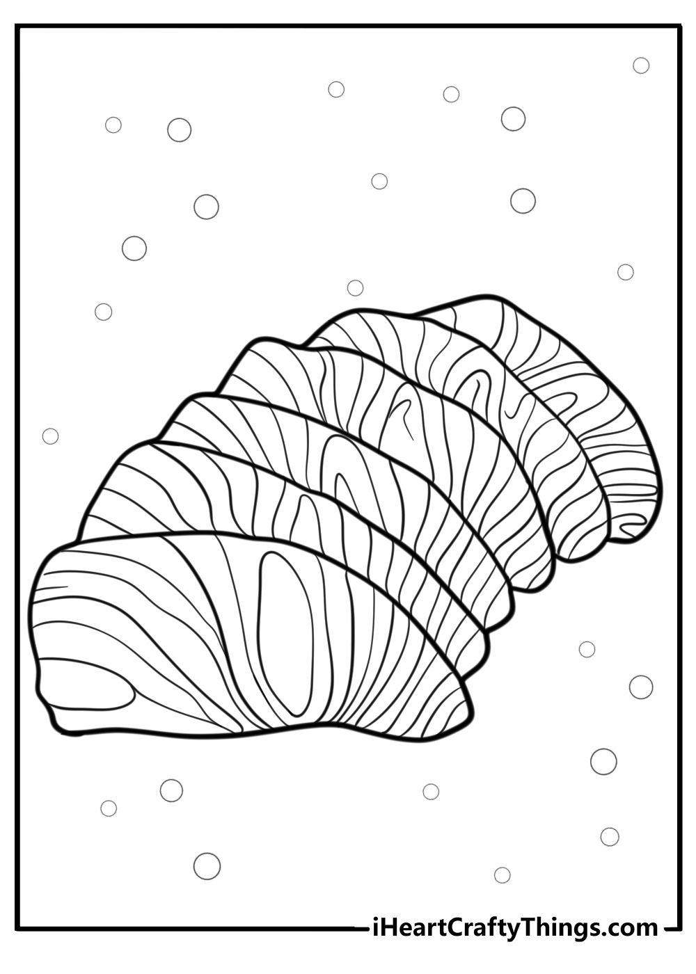 Detailed sushi sashimi slices coloring sheet