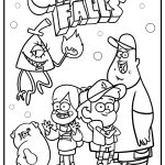 Dipper and mabel with their friends detailed coloring sheet