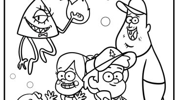 Dipper and mabel with their friends detailed coloring sheet