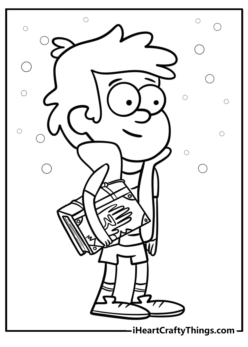 Dipper holding the journal free printable gravity falls coloring page