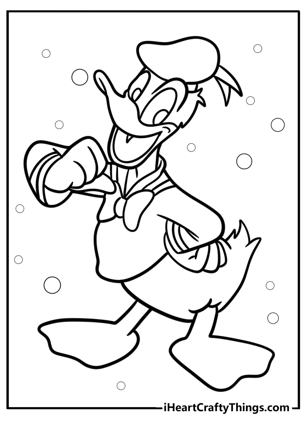 Donald Duck waving in his sailor outfit coloring page