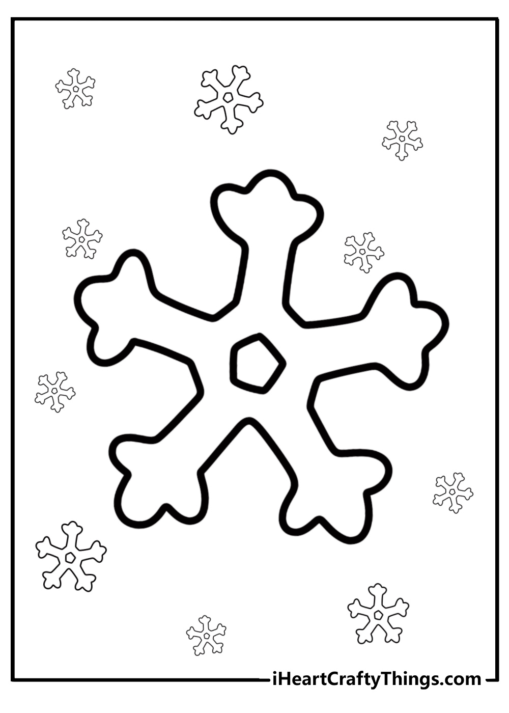 Easy snowflake for kids to color coloring page