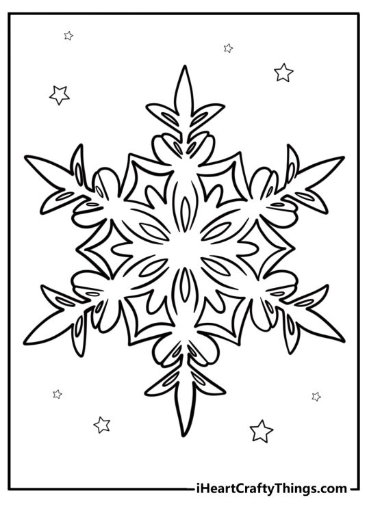 Elegant snowflake for adults to color detailed coloring sheet