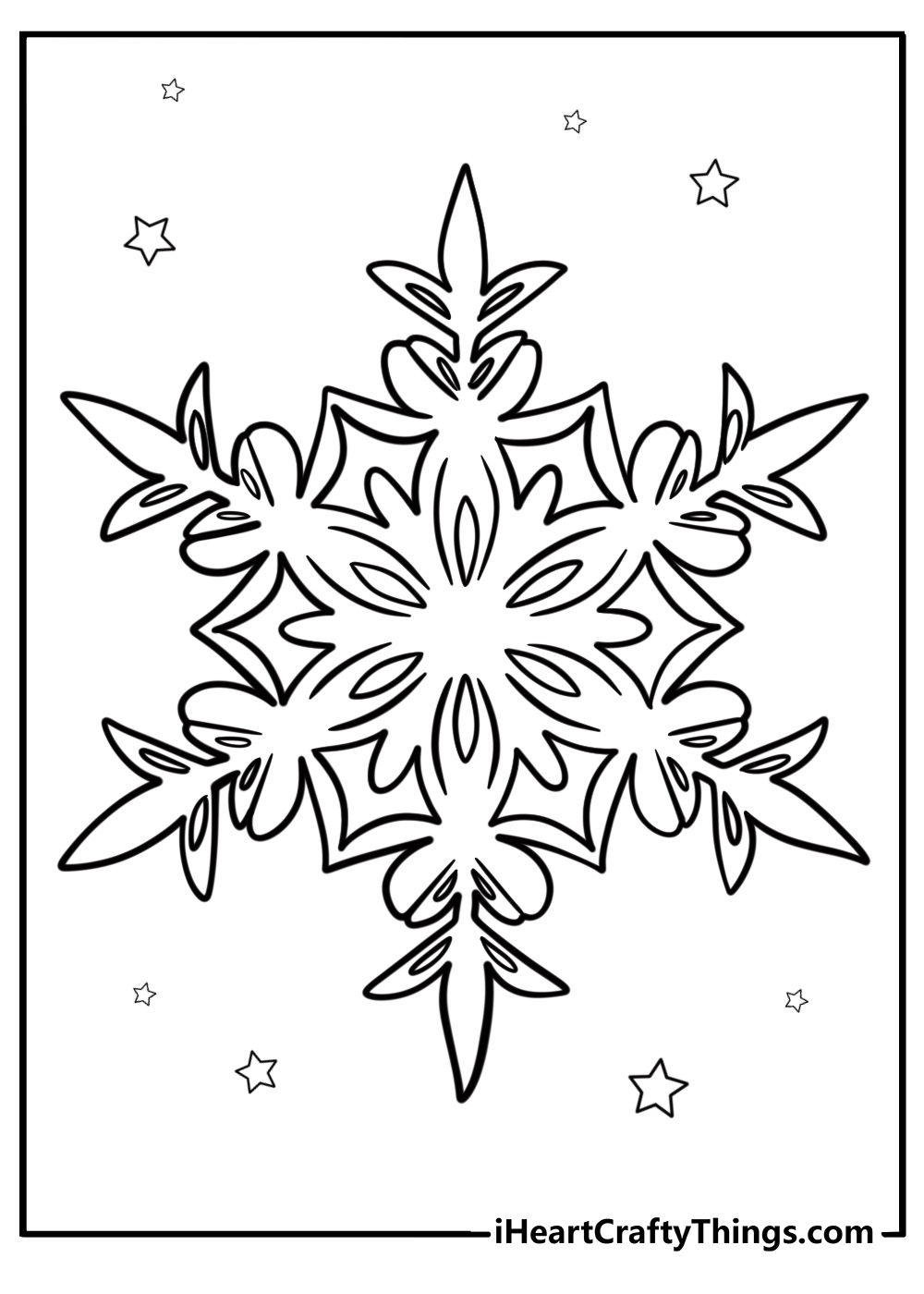 Elegant snowflake for adults to color detailed coloring sheet