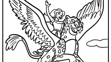 Elena of avalor riding her magical jaguar free coloring page