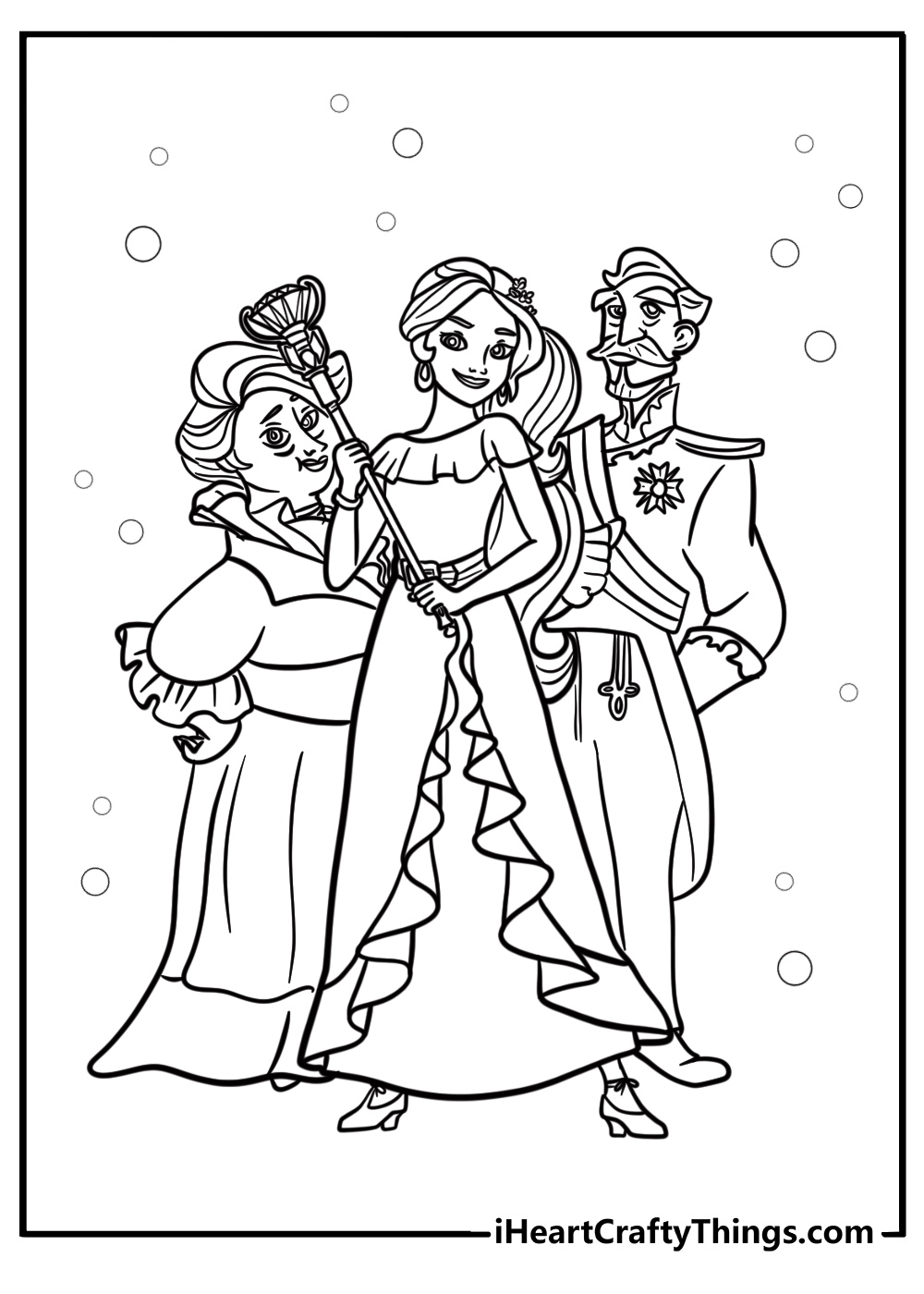 Elena of avalor with her family fun printable coloring sheet