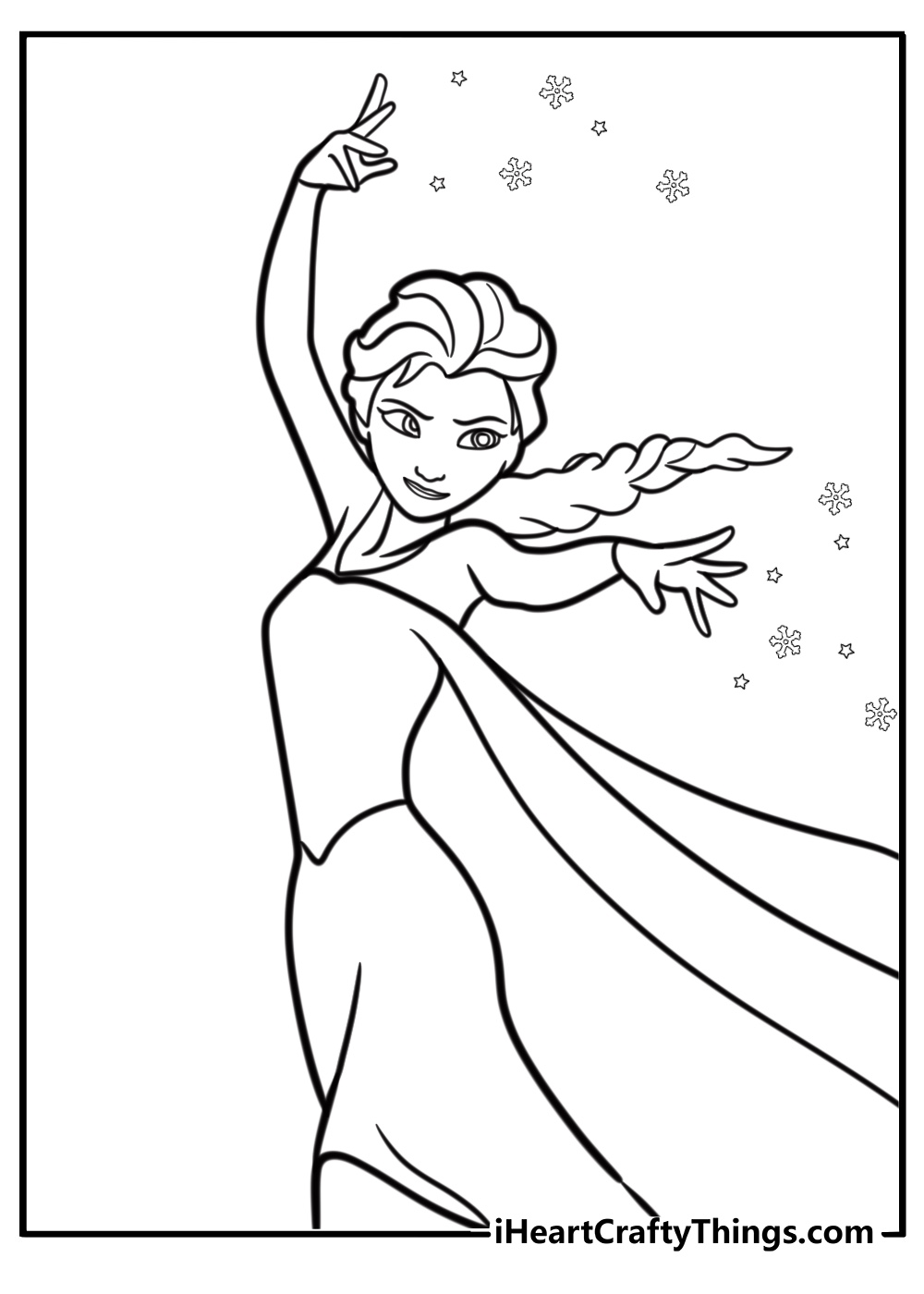 Elsa using her ice powers Disney coloring sheet