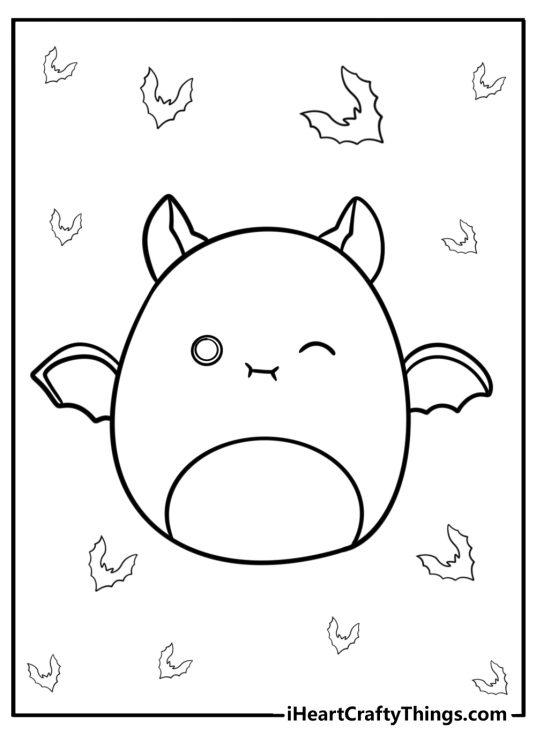 Emily the bat squishmallow spooky printable coloring sheet