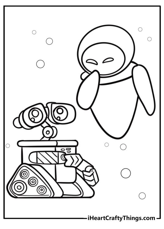 Eve and wall e together fun Disney coloring sheet