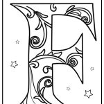 Fancy letter f with intricate patterns coloring page