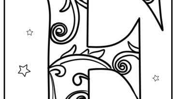 Fancy letter f with intricate patterns coloring page