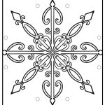 Fancy snowflake with artistic curves fun coloring sheet