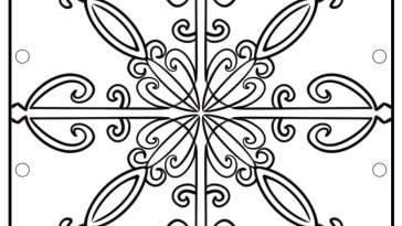 Fancy snowflake with artistic curves fun coloring sheet