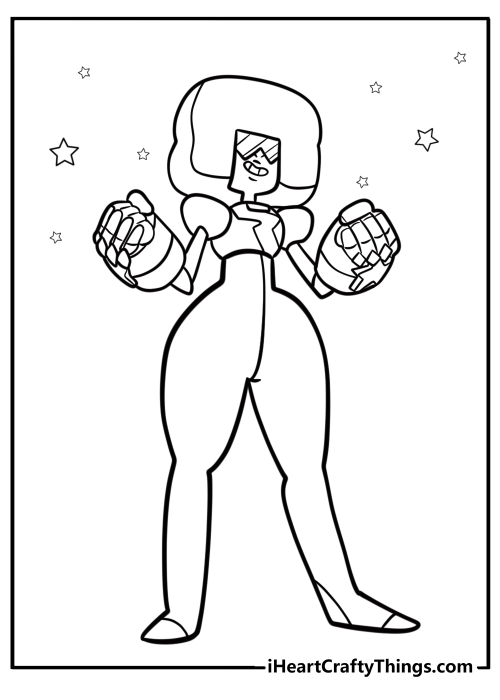 Garnet standing strong detailed steven universe coloring sheet