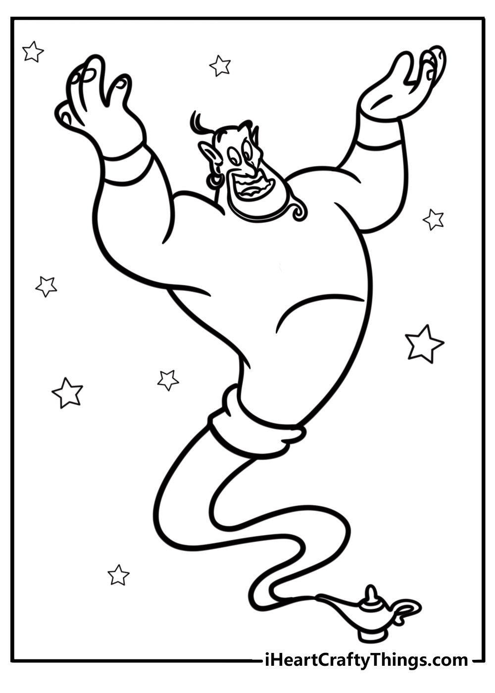 Genie with a big smile fun Disney coloring sheet