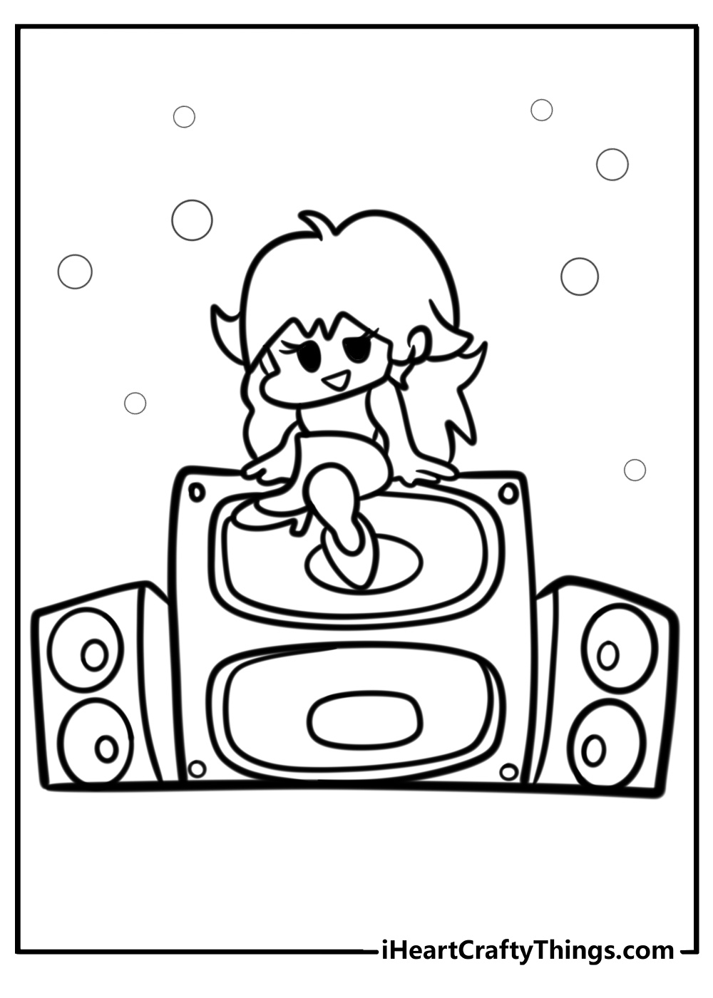 Girlfriend sitting on a speaker detailed friday night funkin coloring sheet