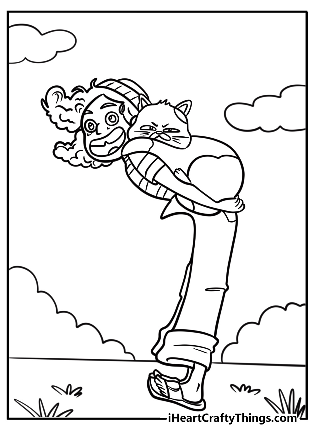 Giulia and her cat machiavelli printable luca coloring page