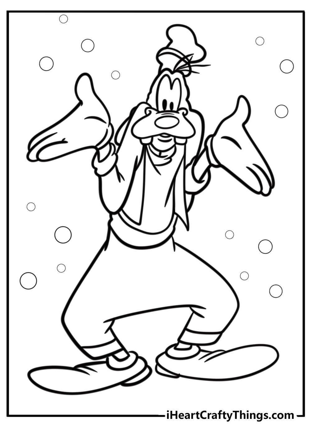 Goofy being silly fun printable Disney coloring page