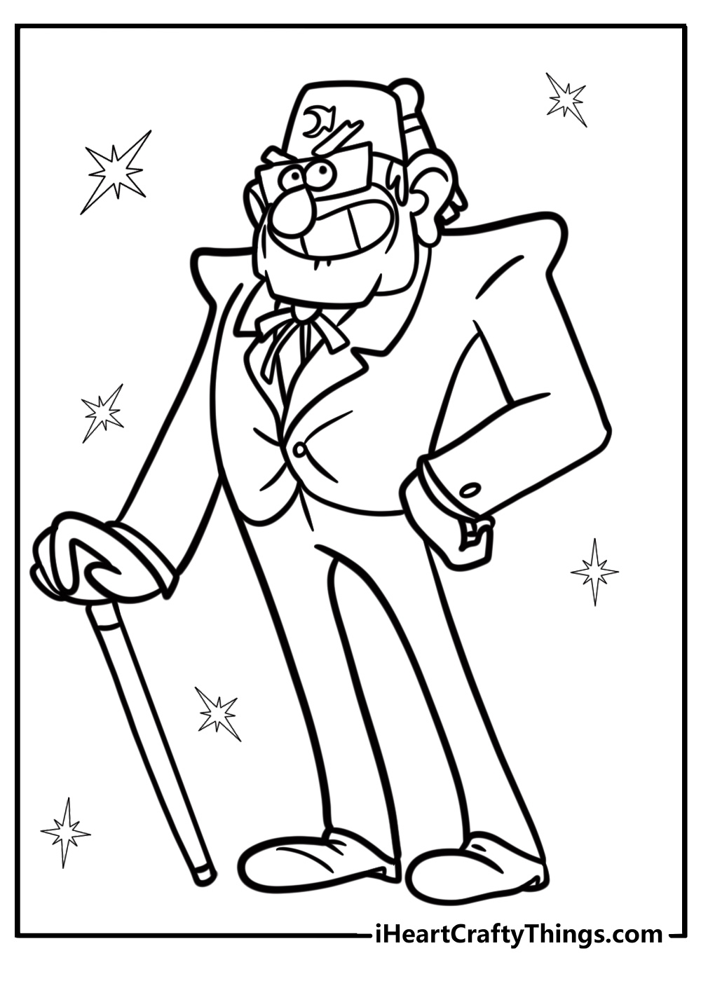 Grunkle stan with his fez free coloring page pdf