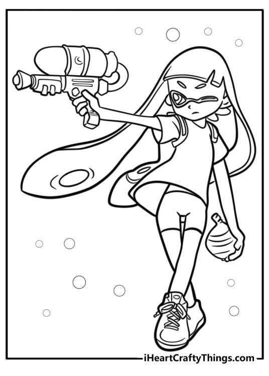 Inkling character ready for action coloring page for kids