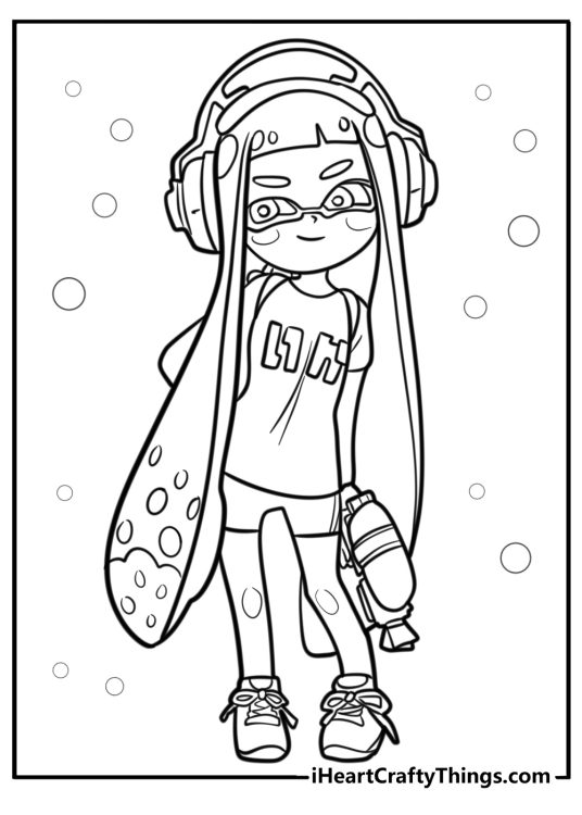 Inkling girl in squid form free coloring page pdf