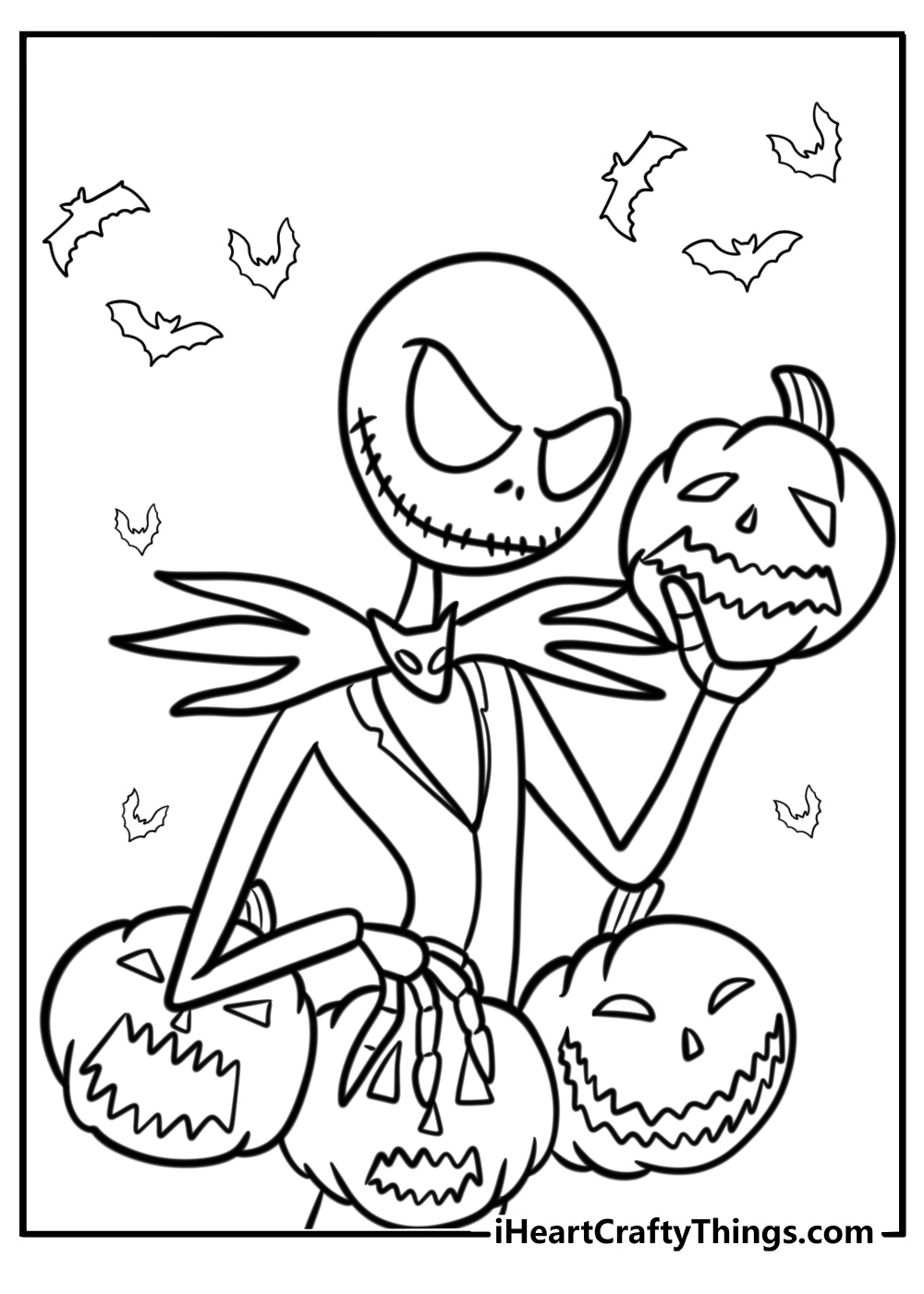 Jack skellington and a spooky pumpkin fun coloring sheet