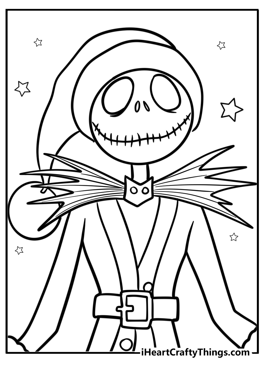 Jack skellington in a santa hat detailed coloring sheet