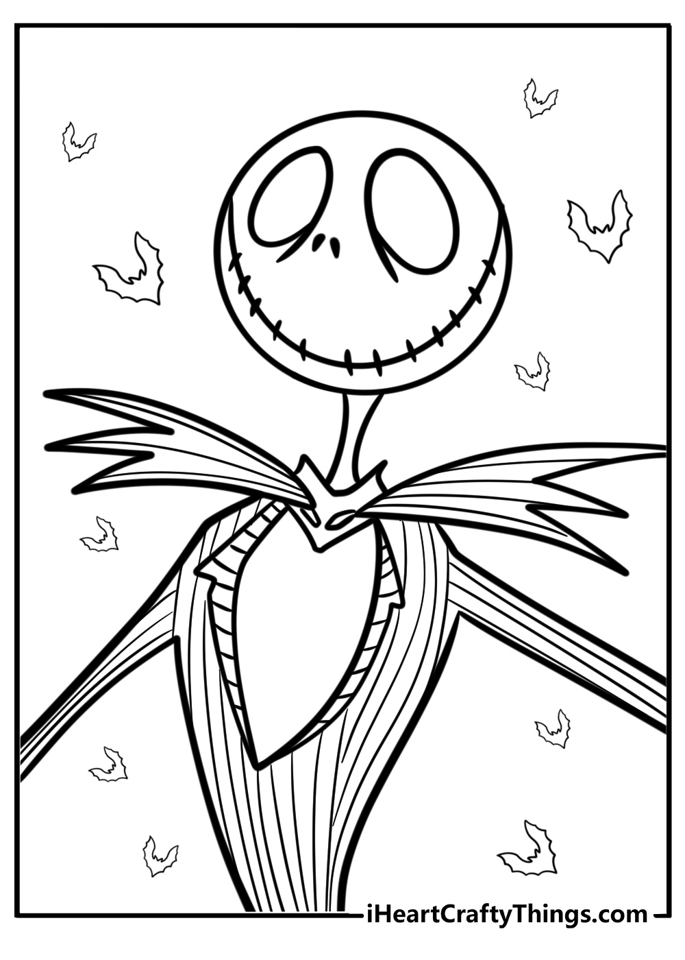 Jack skellington smiling coloring page for kids