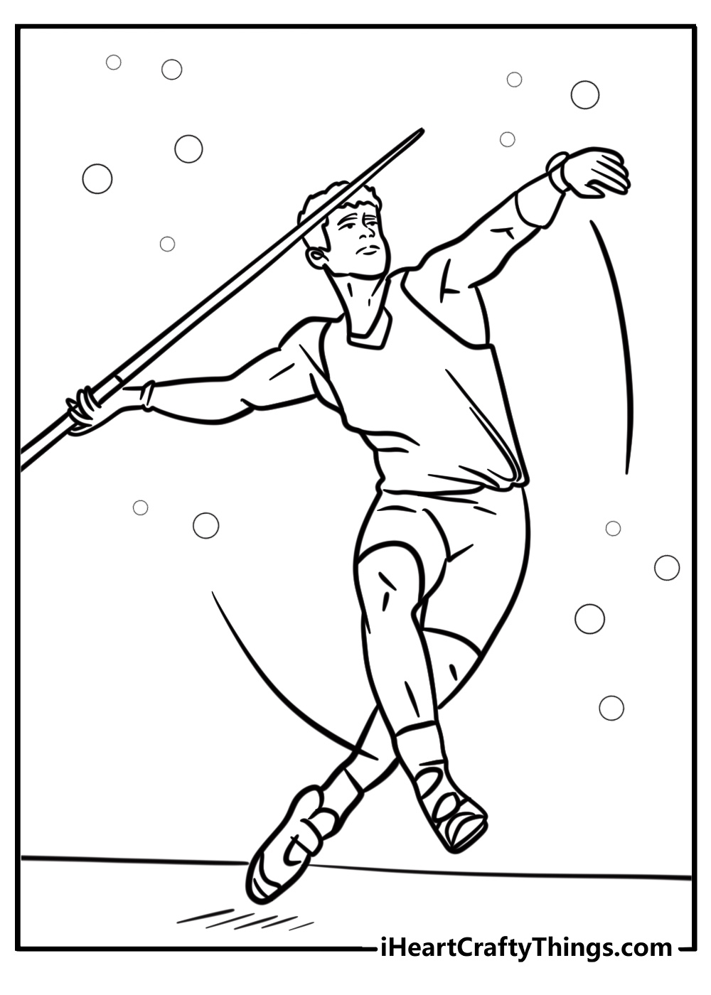 Javelin thrower at olympic games detailed coloring sheet