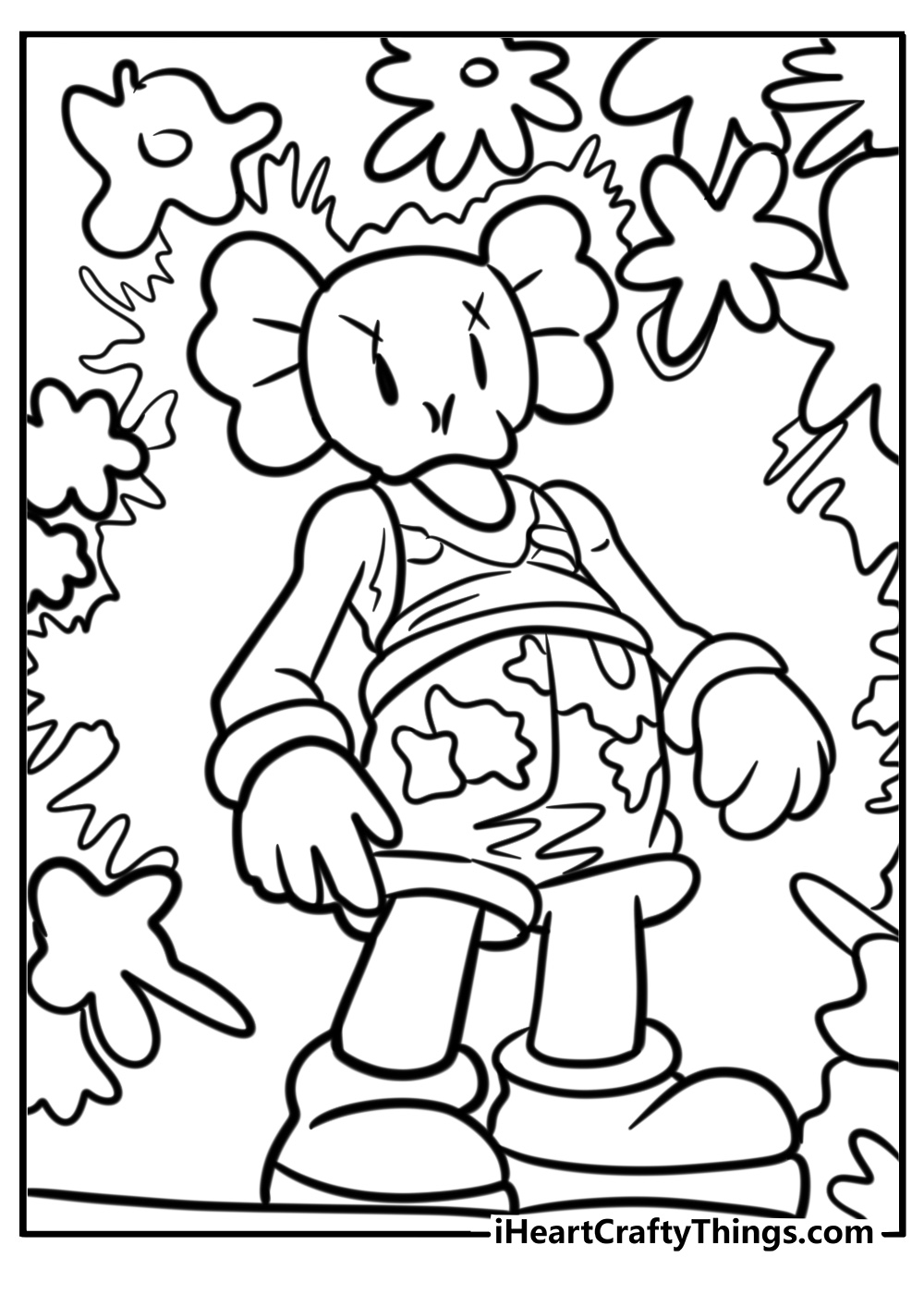 Kaws artwork with street art influence fun coloring sheet