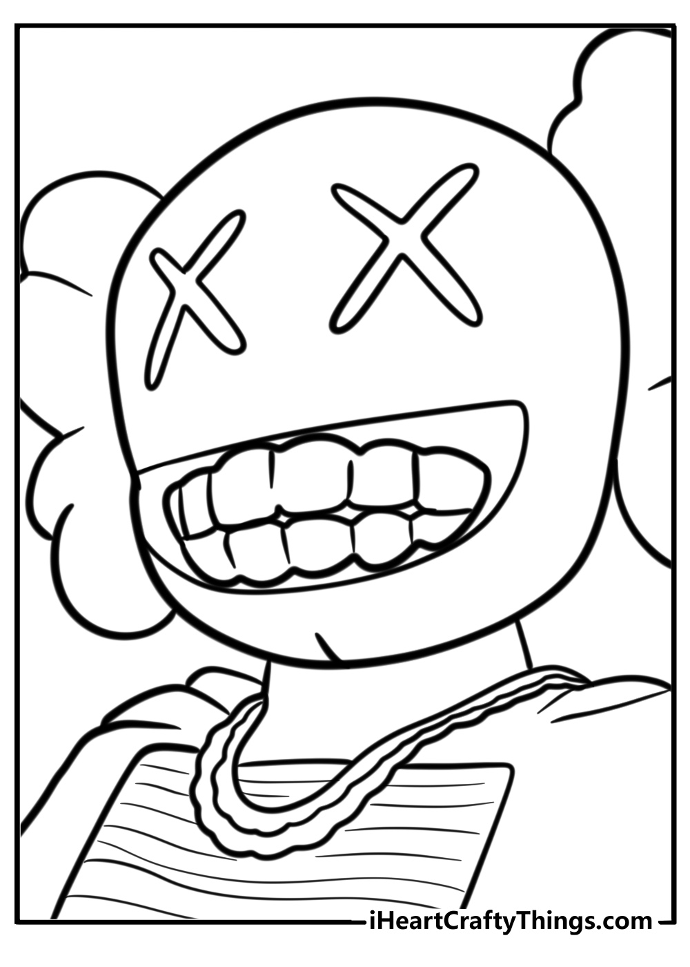 Kaws bff character with big smile detailed coloring sheet