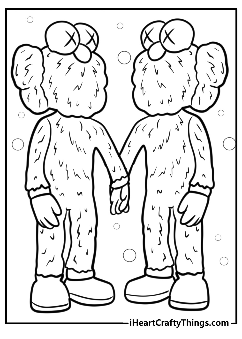 Kaws bff holding hands detailed coloring sheet