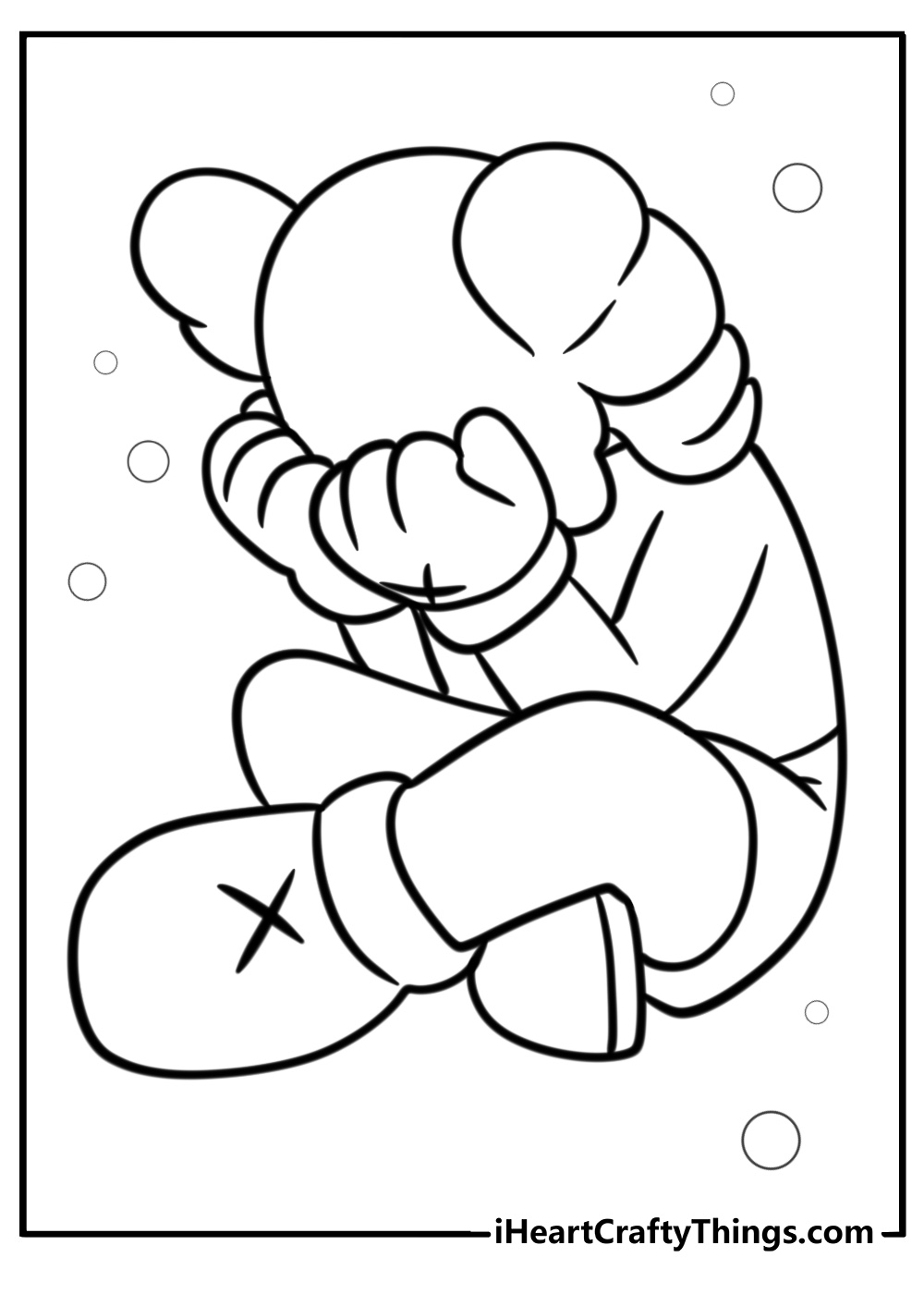 Kaws bff sitting down free printable coloring page