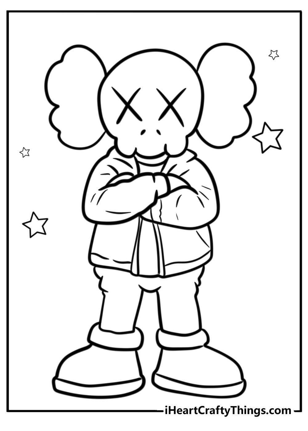 Kaws bff with iconic x eyes free coloring page pdf