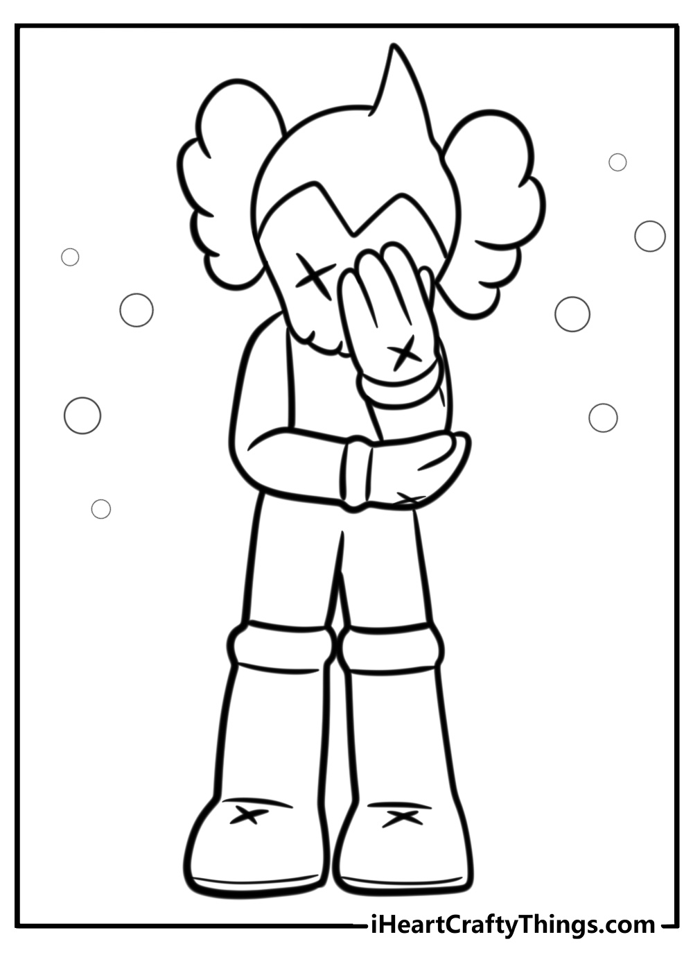 Kaws character in minimalist style fun printable coloring sheet