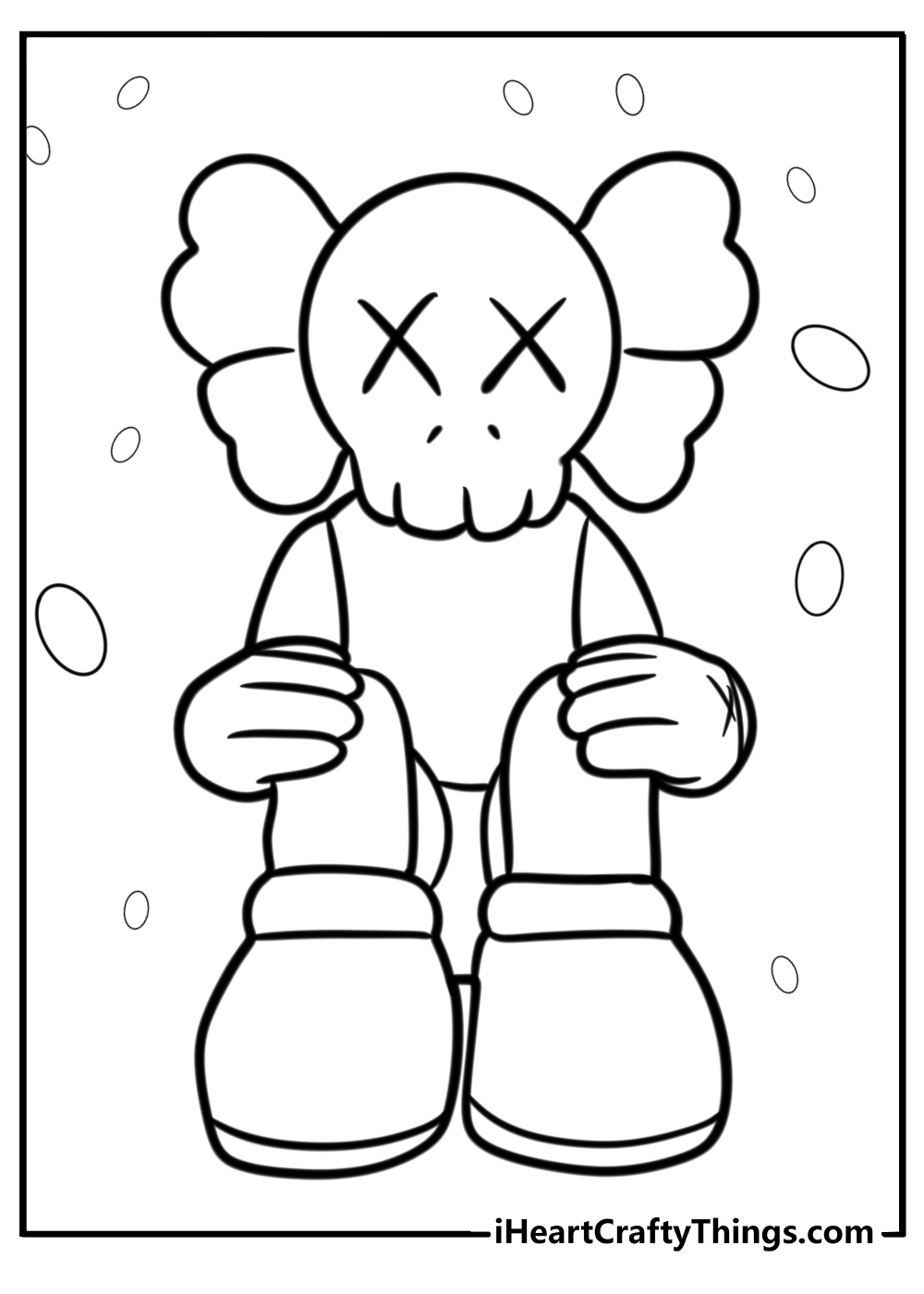 Kaws character with x eyes free coloring page pdf