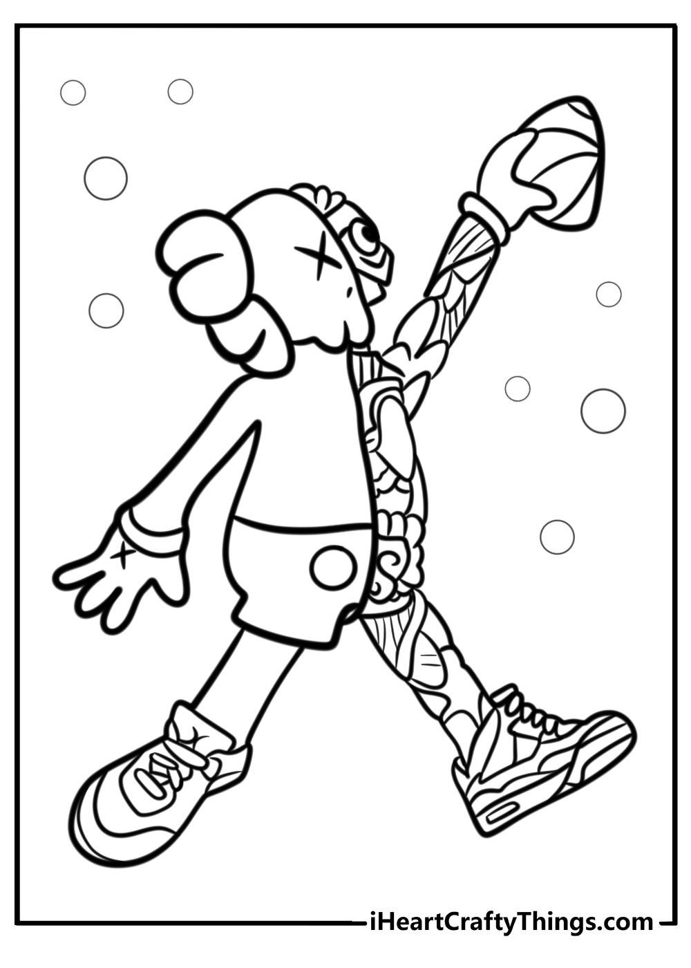 Kaws companion character coloring page for kids