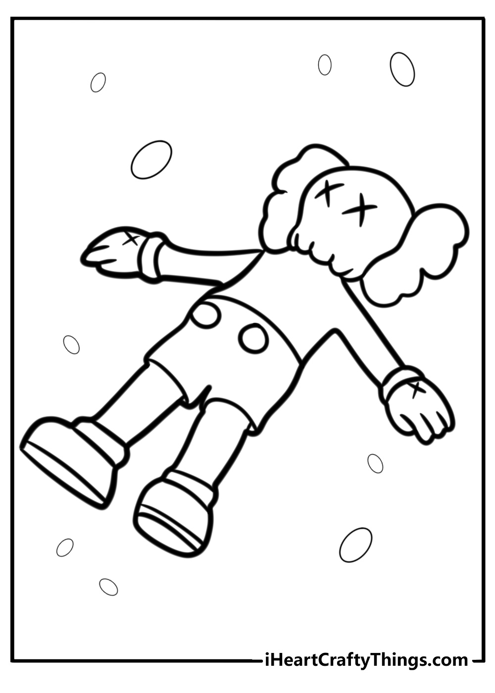 Kaws companion in a relaxed pose detailed coloring sheet