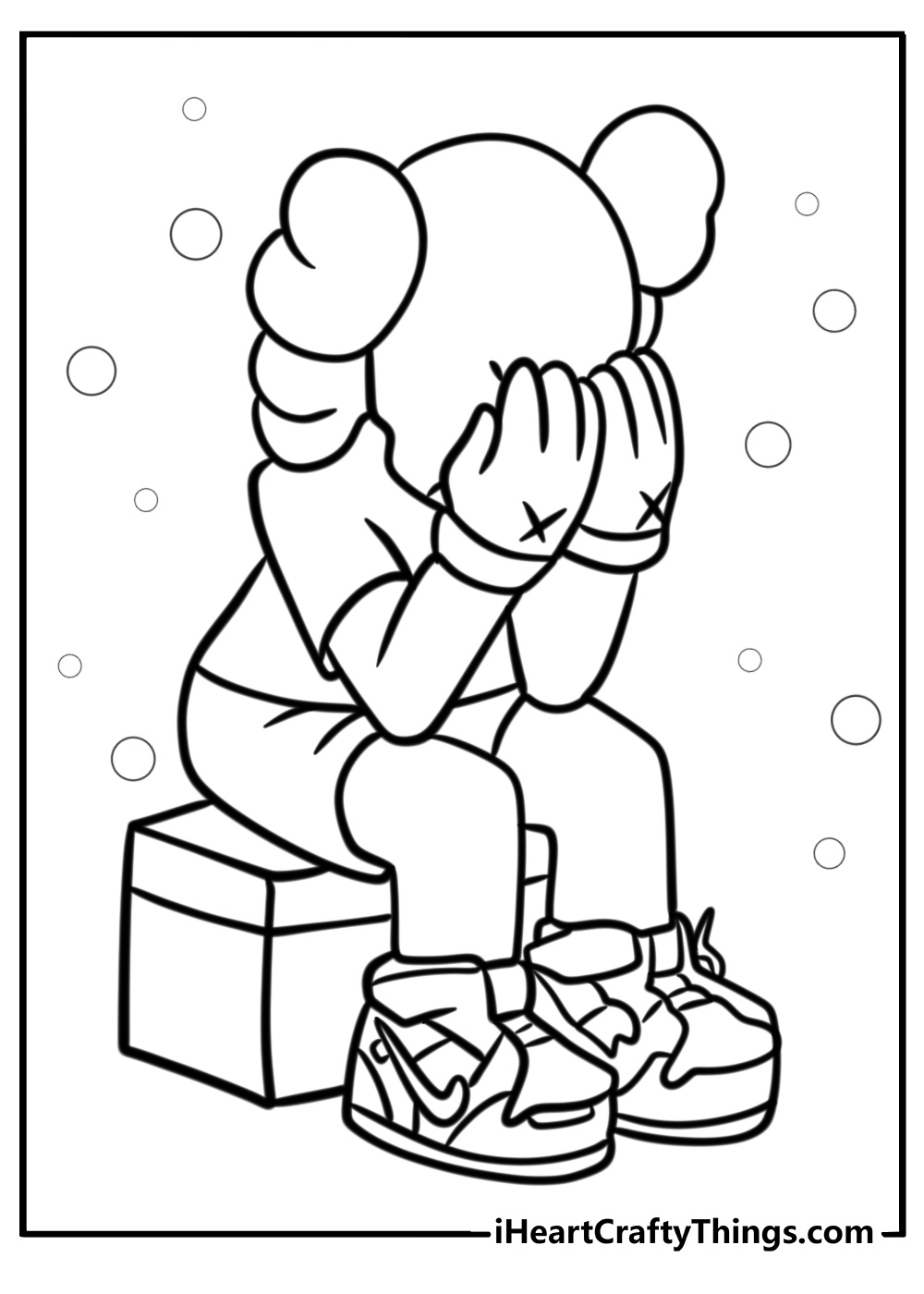 Kaws companion sitting free printable coloring page