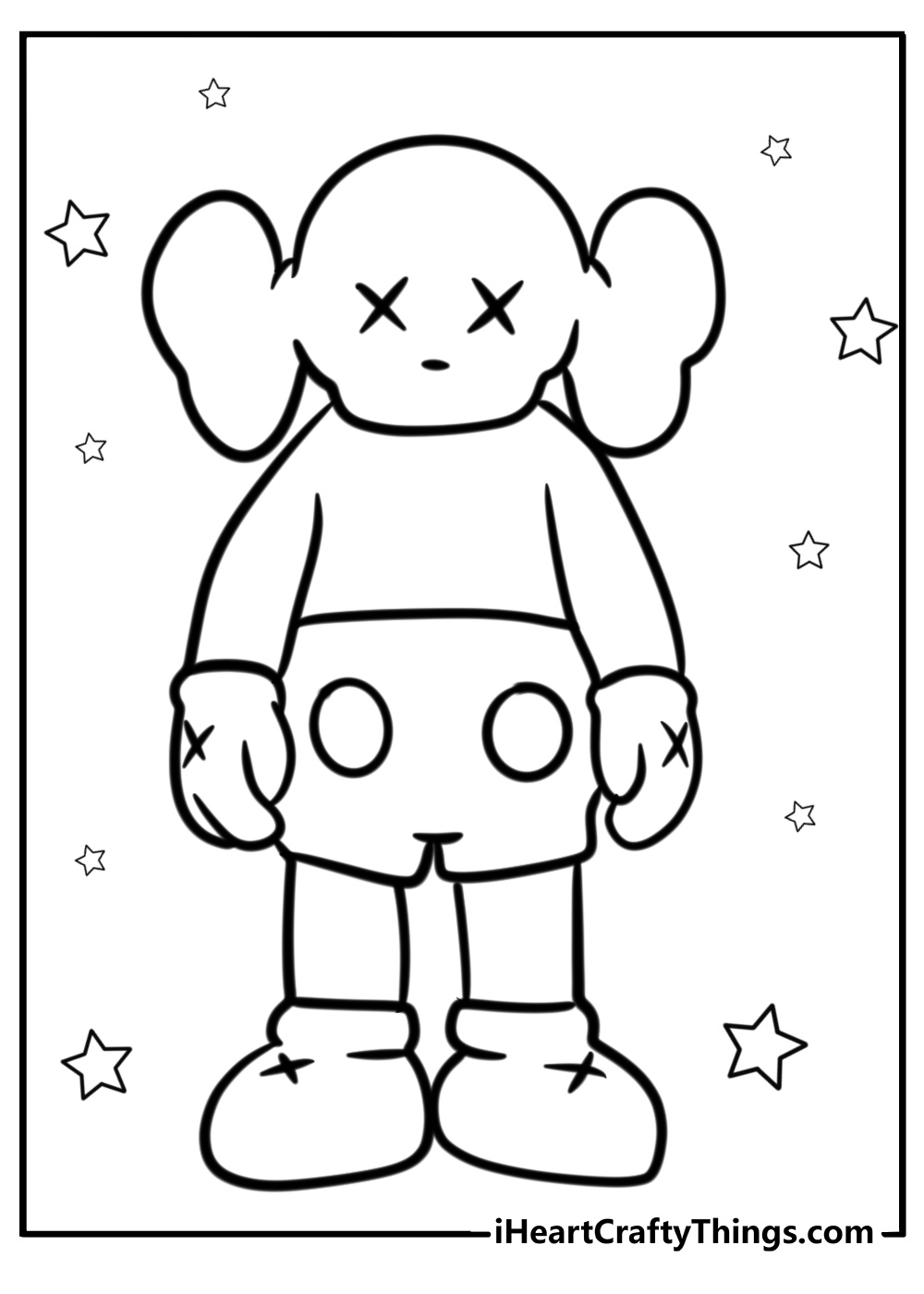 Kaws companion with crossed eyes free coloring page pdf