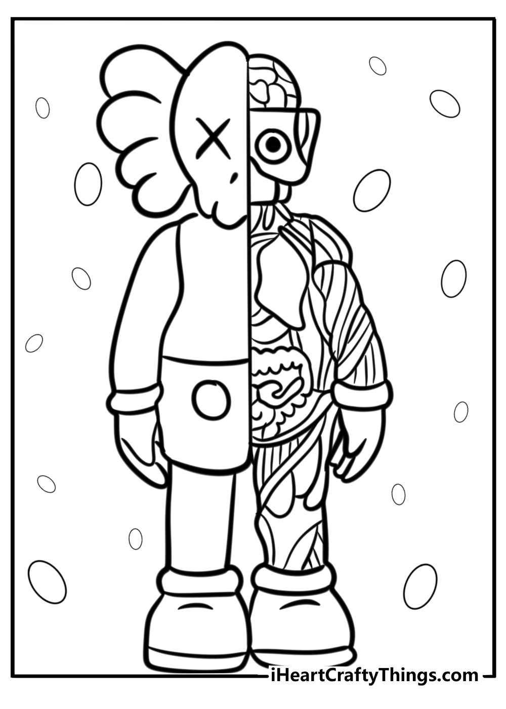 Kaws companion with iconic features coloring page