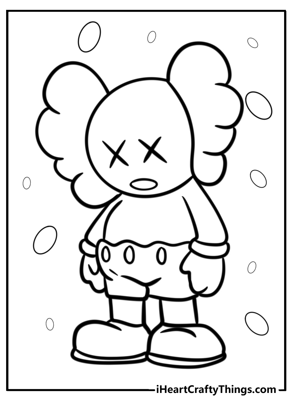 Kaws companion with sad expression detailed coloring sheet