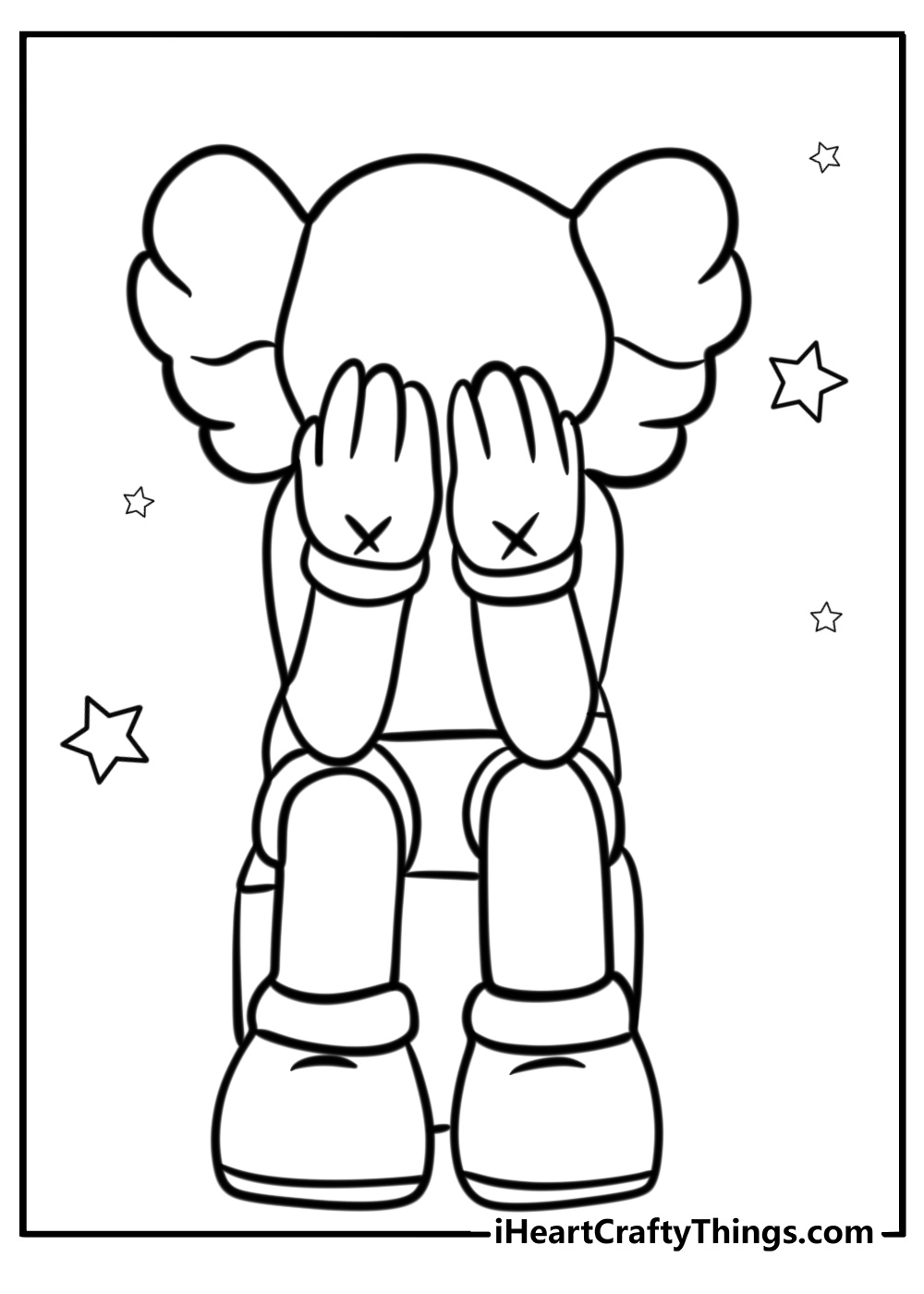 Kaws figure with crossed hands fun coloring sheet