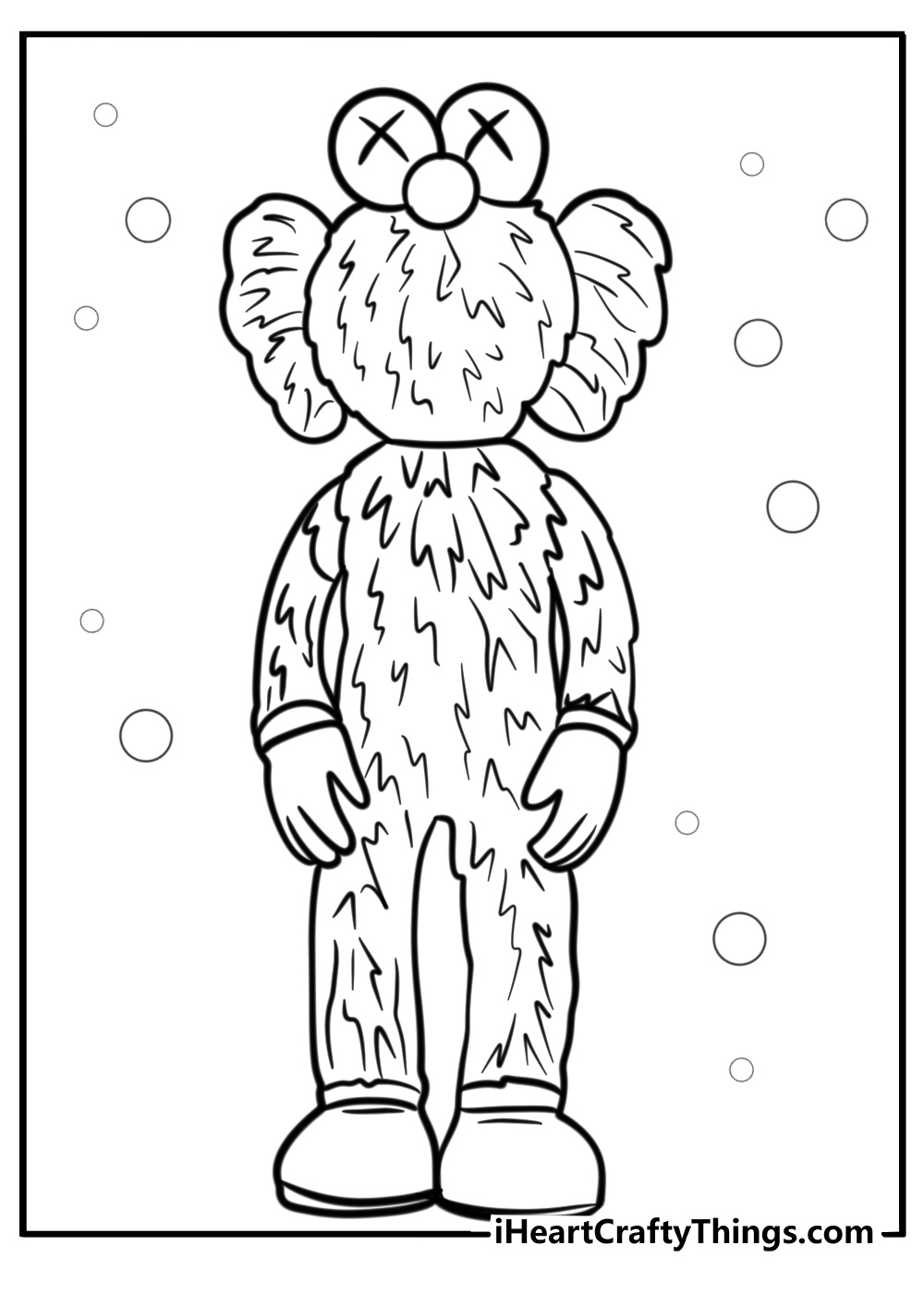 Kaws sculpture design fun printable coloring sheet