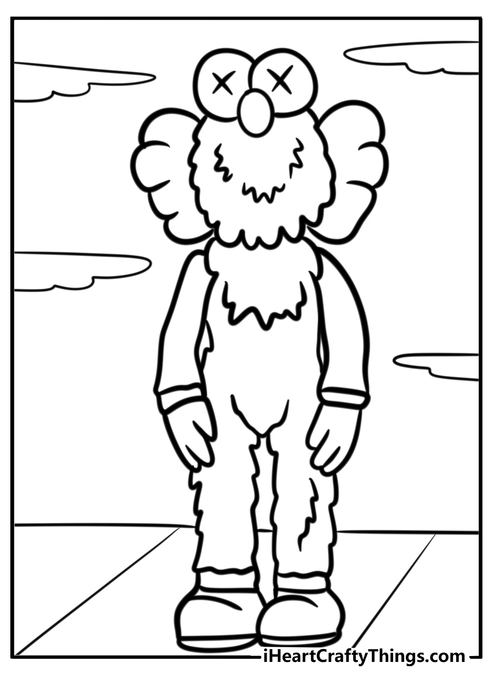 Kaws sculpture standing tall printable coloring page